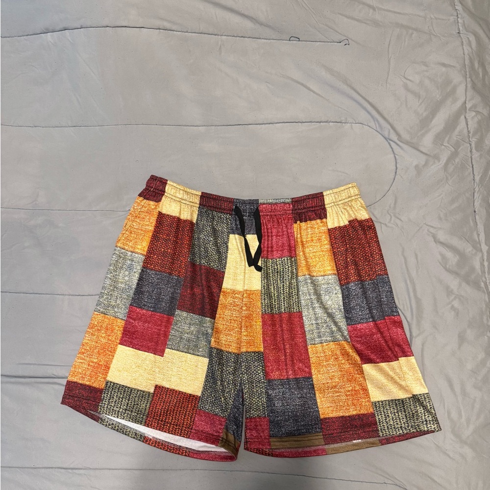 Men's Graphic Color Block Patchwork Shorts Size 3XL - Picture 4 of 5